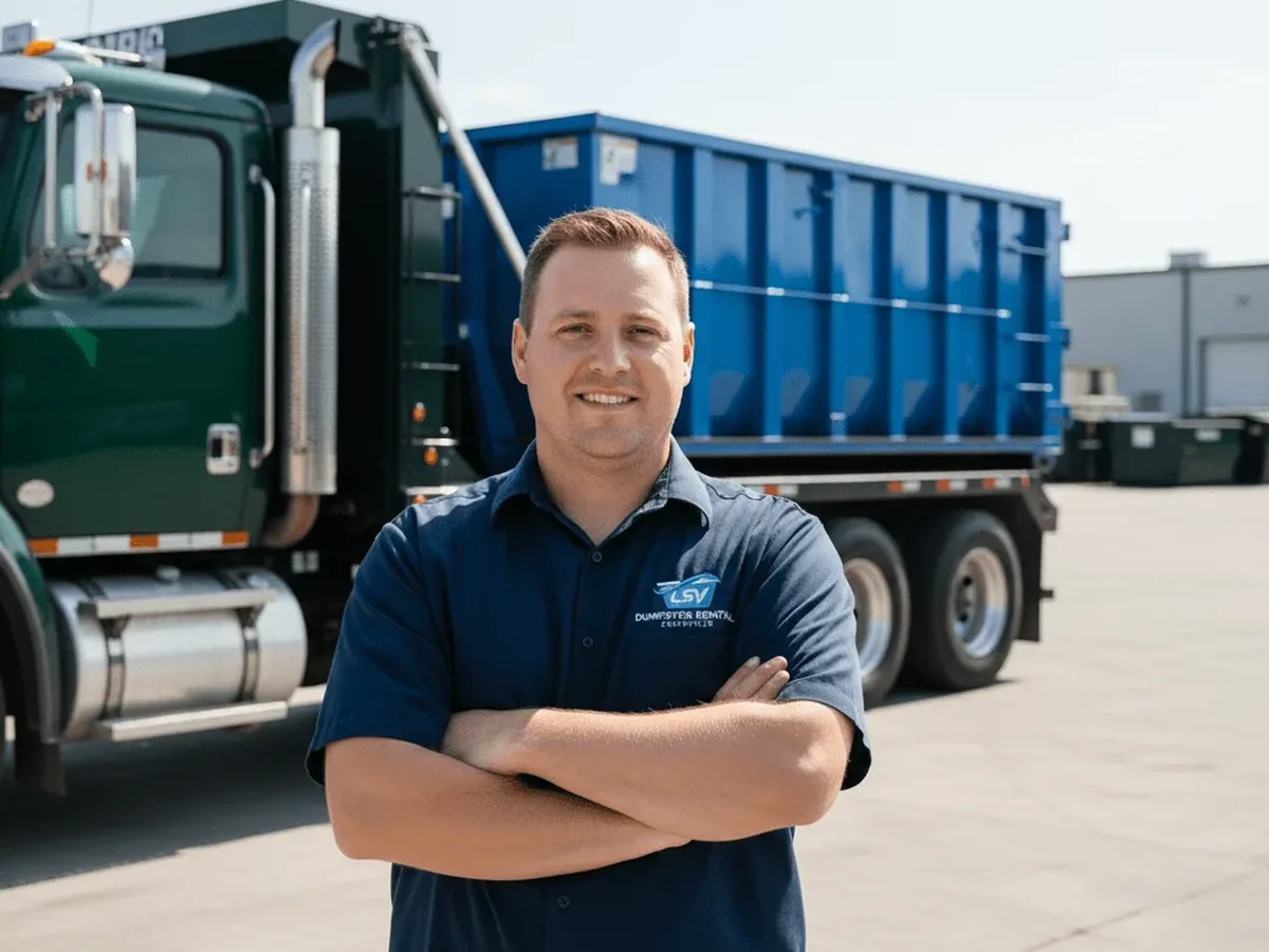 LSV Dumpster Rental Louisville driver with a delivery truck